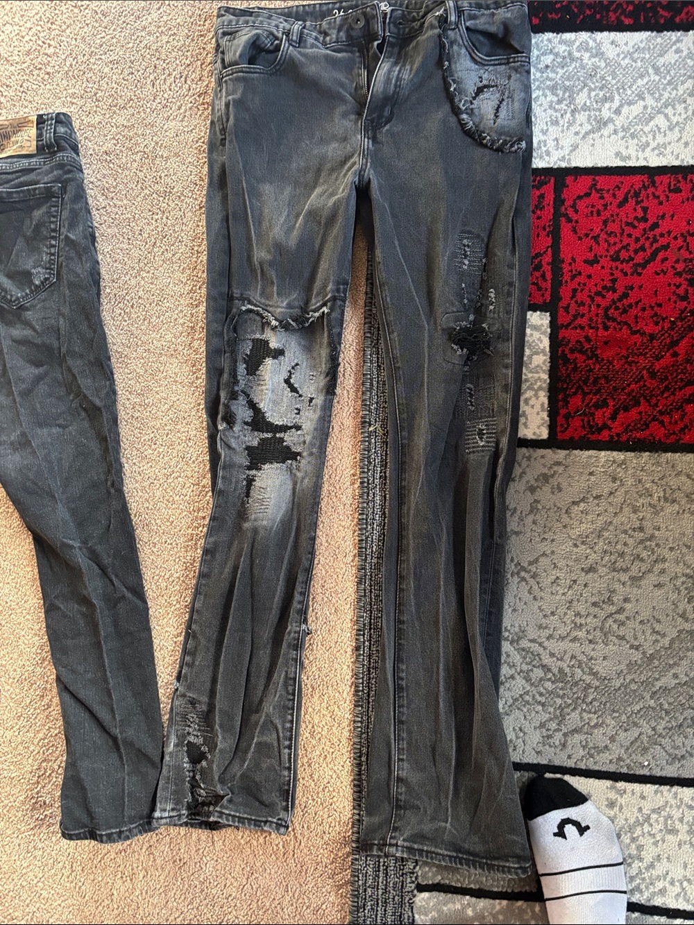 Levi's Black Distressed Flare Jeans
